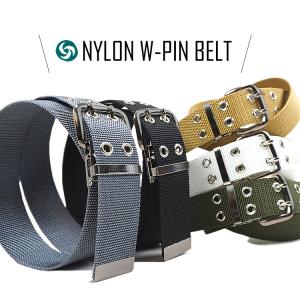 ベルト ナイロン ダブルピンベルト シンプルカラー カジュアル おしゃれ 作業服 作業着 作業ベルト メンズ レディース