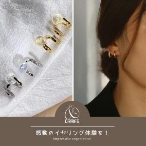 イヤリング 2連 ダブルライン レイヤード 金...の詳細画像1
