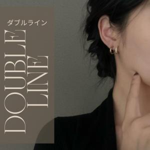 イヤリング 2連 ダブルライン レイヤード 金...の詳細画像5