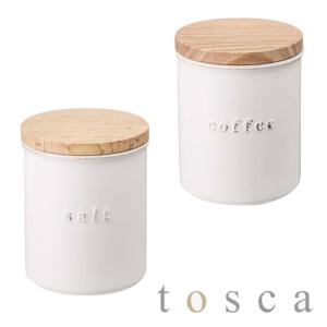 トスカ/tosca 陶器キャニスター シュガーWH/03426 ソルトWH/03427 コーヒーWH/03428 山崎実業 YAMAZAKI キッチン収納 陶器 コーヒー 塩 砂糖入れ ホワイト 北欧｜craseal