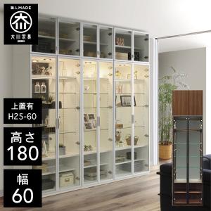 VA 壁面収納 本棚 幅60cm 上置き付 ガラス リビング壁面収納