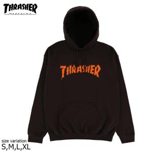 THRASHER BURN IT DOWN HOOD DARK CHOCOLATE パーカー スラッシャー フーディー プルオーバー スケボー SK8 ストリート フード メンズ