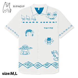 RIPNDIP シャツ 半袖 猫 リップンディップ スケボー BLONDED KNITTED BUTTON UP ネコ スケートボード メンズ レディース｜crass