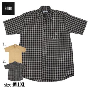 SOUR Safari Shirt サワー シャツ 半袖 スケボー BLACK Lt.BROWN スケートボード メンズ ストリート｜crass