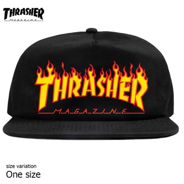 THRASHER スラッシャー キャップ 帽子 フレイム ロゴ スナップバック スケボー FLAME...