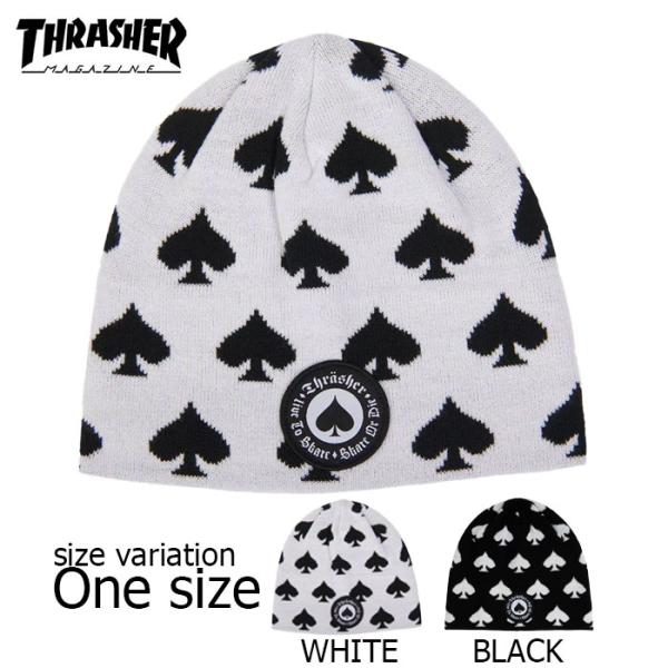 THRASHER スラッシャー ビーニー OATH SKULLY BEANIE WHITE BLAC...