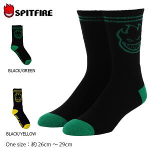 SPITFIRE スピットファイア 靴下 メンズ スケボー ビッグヘッド ソックス BIGHEAD SOCKS BLACK/YELLOW スケートボード ストリート｜crass