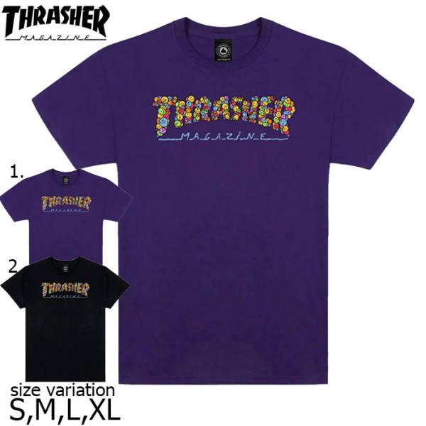 THRASHER SMILE BY SPANKY. T-SHIRT PURPLE BLACK スラッ...