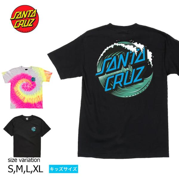 SANTA CRUZ YOUTH WAVE DOT S/S TEE TWIST BLACK Silv...