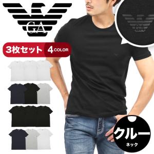 エンポリオ アルマーニ EMPORIO ARMANI Tシャツ 3枚セット メンズ 半袖 クルーネック コットン100% 綿 ロゴ 高級 ハイブランド プレゼント ギフト｜crazyferret