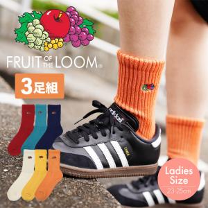 フルーツオブザルーム FRUIT OF THE LOOM 3足セット 靴下 レディース 刺繍ロゴ おしゃれ かわいい 綿 コットン ロゴ ワンポイント 無地 ブランド｜crazyferret