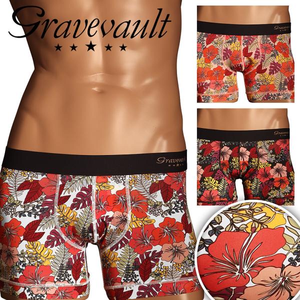 グレイブボールト ボクサーパンツ メンズ 男性 下着 新生活 Gravevault ショート フラワ...