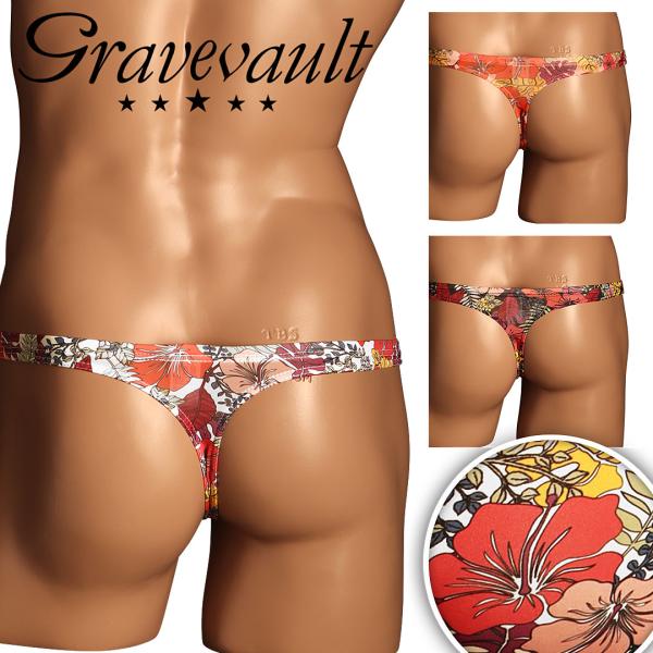 Tバック パンツ メンズ グレイブボールト Gravevault 男性 下着 紳士 フラワー 花柄 ...