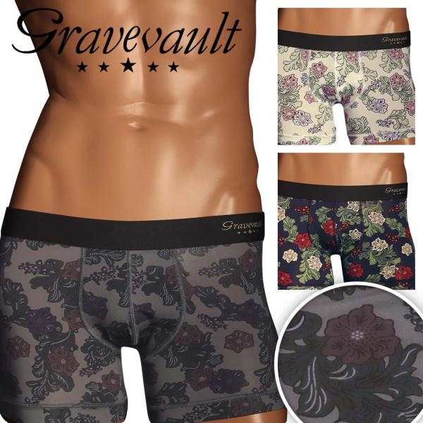 グレイブボールト ボクサーパンツ メンズ 男性 下着 新生活 Gravevault ショート フラワ...