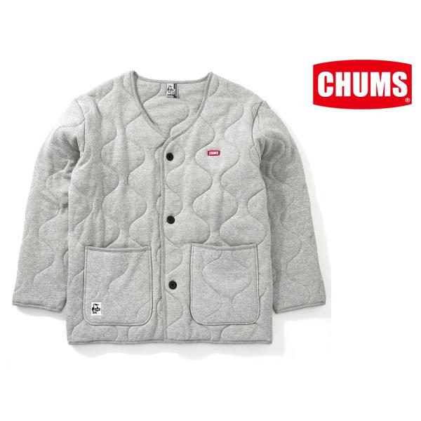 チャムス キルティング スウェット ジャケット CHUMS ノーカラー インレイ スウェット アウタ...