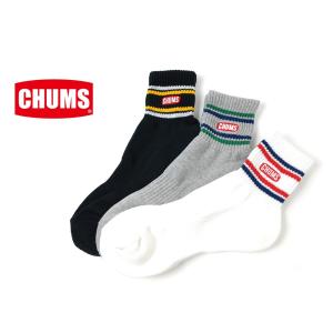 チャムス 3Pロゴライン クォーターソックス CHUMS 靴下 3Pack ショート スポーツ メンズ 抗菌防臭機能 CH06-1049の商品画像