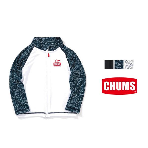 チャムス CHUMS キッズ スプラッシュ スタンドジップ ラッシュガード 長袖 水着 海 プール ...