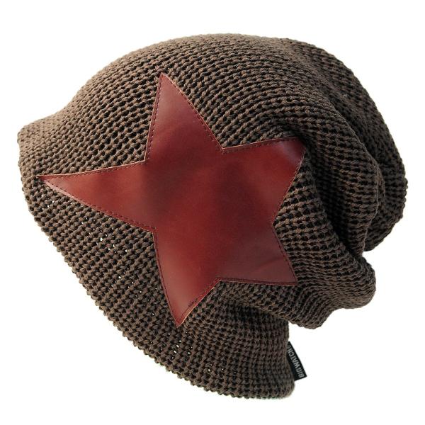 【公式】BIGWATCH 大きいサイズ 帽子  メンズ ニット帽子 ラージスター  カーキブラウン ...