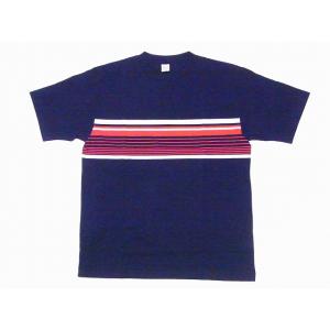 WAREHOUSE ウエアハウス Tシャツ パネルボーダーT 4093 PANEL BORDER パネルボーダーTシャツ (ネイビー/クリーム×レッド)｜cream05