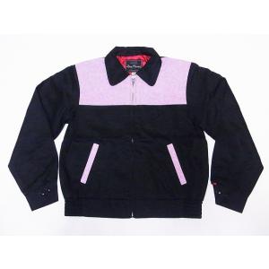 Dry Bones ギャバジャン Mサイズ　ブラックピンク　レーヨンジャケット Dry Bones ギャバジャン Mサイズ ブラックピンク レーヨンジャケット