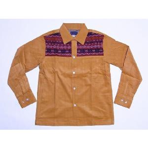 Dry Bones[ドライボーンズ] オープンシャツ 長袖 Jacquard Combination Open Shirt DS-1865 (MUSTARD×RED)｜cream05