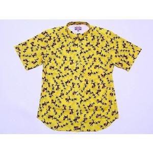 Dry Bones[ドライボーンズ] ボタンダウンシャツ Cat 半袖 DS-1986 Cat Printed BD Shirt (YELLOW)