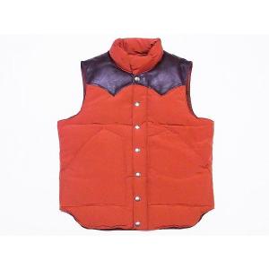 SUGAR CANE[シュガーケーン] レザーヨーク ダウンベスト SC12340 LEATHER YOKE DOWN VEST (TEXAS ORANGE)｜cream05