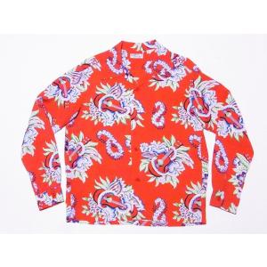 SUN SURF サンサーフ 長袖アロハシャツ SS28555 MACINTOSH UKULELE L/S RAYON HAWAIIAN SHIRT (レッド)｜cream05