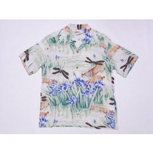 SUN SURF サンサーフ アロハシャツ SS39218 IRIS ＆ DRAGONFLY 花菖蒲 トンボ 和柄 (ブラウン)｜cream05