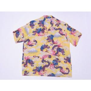 SUN SURF サンサーフ アロハシャツ SS39227 TEAM OF DRAGONS 龍 ドラゴン 和柄 (イエロー)｜American Clothing Cream