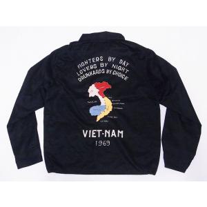 テーラー東洋[東洋エンタープライズ] ベトジャン VIETNAM MAP 地図 TT14654 ベトナムジャンパー COTTON VIETNAM JACKET (ブラック)｜cream05