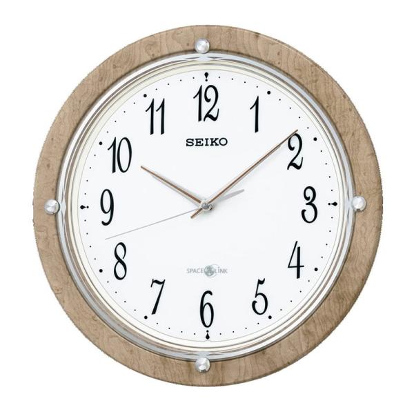 [SEIKO EMBLEM] セイコーエンブレム 掛時計 衛星 SPACE LINK 薄茶 木目 模...
