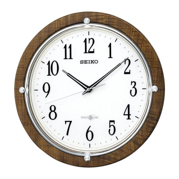 [SEIKO EMBLEM] セイコーエンブレム 掛時計 衛星 SPACE LINK 茶 木目 模様...