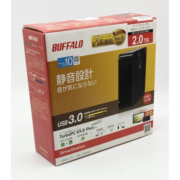 中古 BUFFALO USB3.0 外付けハードディスク PC/家電対応 2TB ブラック HD-L...