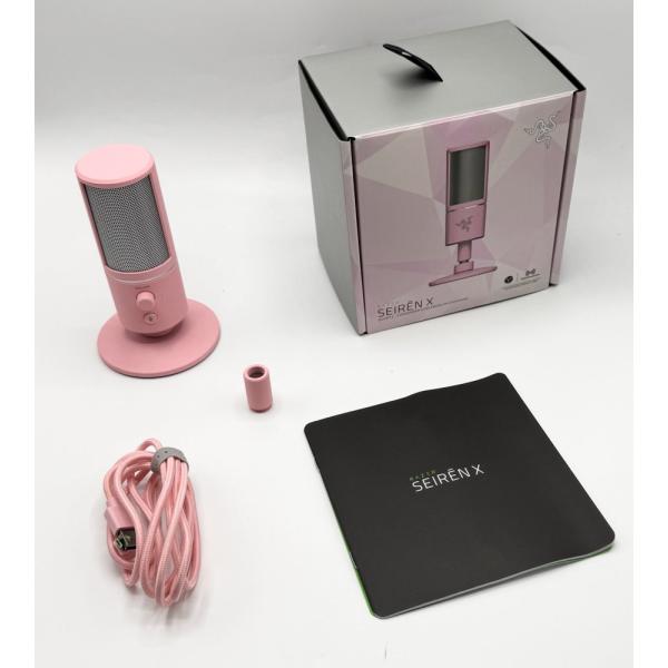中古 Razer Seiren X USB コンデンサーマイク Quartz Pink RZ19-0...