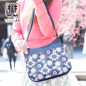 ショルダーバッグ レディース 斜めがけ 大人 軽量 母の日 岡山デニムマーガレット ボディーバッグ 花柄 女性 50代 60代 70代 80代 ギフト [creareきき] DJ-20ｍ
