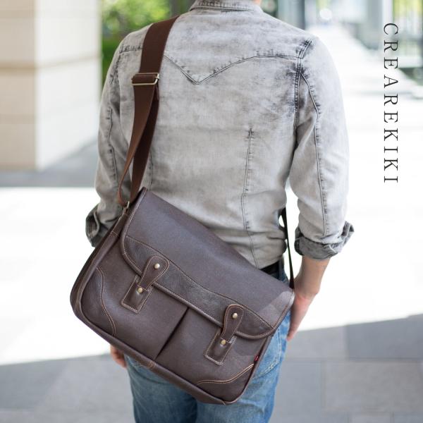 [creareきき]柿渋染め ショルダーバッグ メンズ シニア 男性 40代 50代 60代 70代...