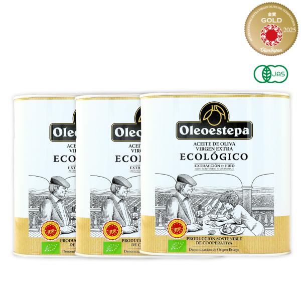 エコロヒコ 有機 エキストラバージン オリーブオイル 2500ml 3缶セット オレオエステパ 業務...