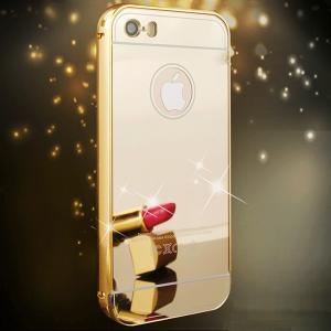 【レビュー記入で送料無料 メール便発送】 iPhone SE / iPhone5 / iPhone5S 専用ケース アルミ枠 鏡面ミラー (iPhone5s  カバー アルミバンパー バックプレート)