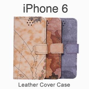 【在庫処分】 iPhone 6 4.7インチ 専用レザーケース 手帳型 地図 【iPhone6 ケース Case カバー アクセサリー 】