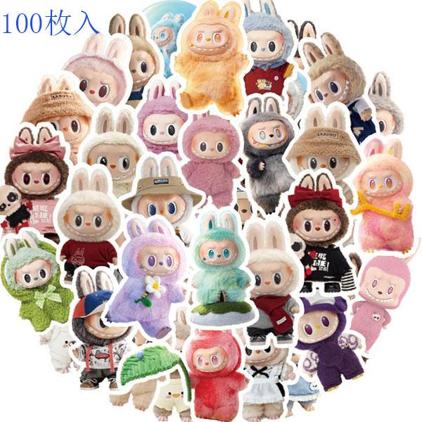 ラブブ ステッカー2PCS 100枚入 防水シールlabubu Q版 アニメ キャラクター 周辺 萌...