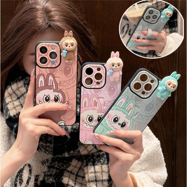 ラブブ スマホケース iPhoneケース かわいい カートゥーン風 ソフトケース 落下防止 耐衝撃 ...