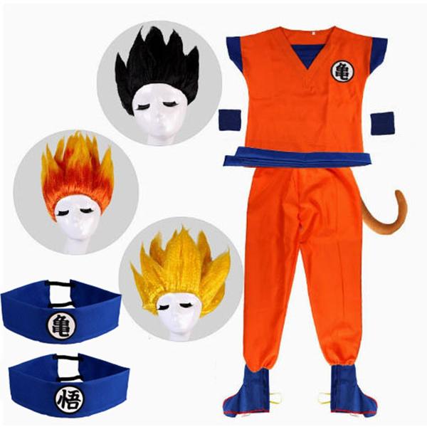 ドラゴンボール 風 孫悟空風 コスプレ衣装 半袖 子供服 亀セット 悟セット ウィッグ 頭飾り ハロ...