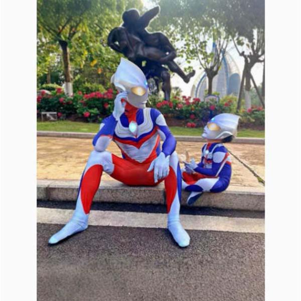 ウルトラマンティガ風全身タイツコスプレ衣装 子供 キッズ 大人コスチュームパーティー仮装演出道具Ha...