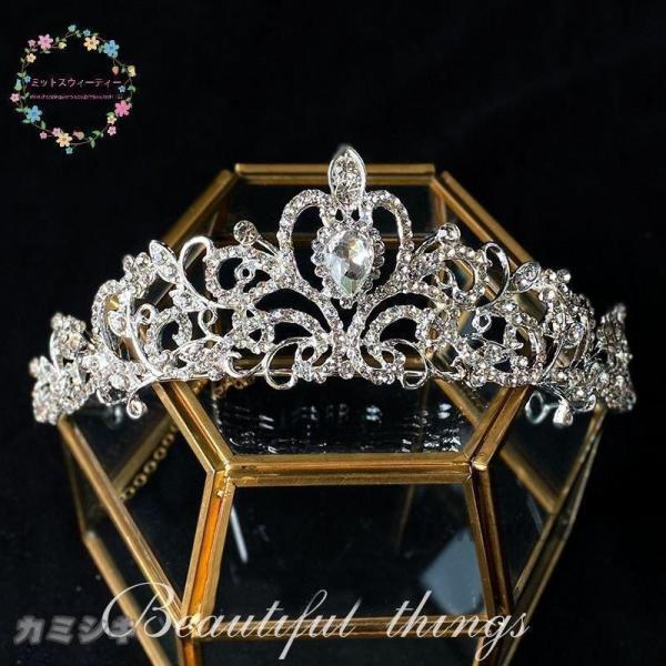 【値下げ】お姫様王冠 ティアラ ウェディング クラウン 安い ヘッドドレス 花 ブライダル 髪飾り ...