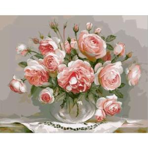 油絵塗り絵  油絵セット WS-AE106 ピンク椿 DIY絵 キャンバス