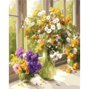 油絵　花瓶 ロシア ザクロ ピンクのバラ ガラス花瓶 油絵 厚塗り オリジナル