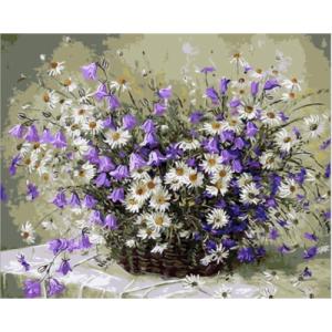 油絵塗り絵 油絵セット WS-AE126  籠中小花  DIY絵 キャンバス