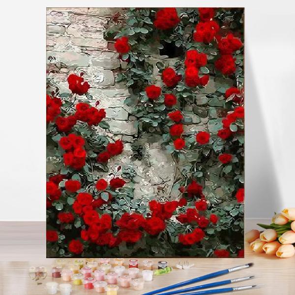 油絵 絵画 壁掛け 大人の塗り絵 セット インテリア 美術品 バラ壁 DIY絵 キャンバス 数字  ...