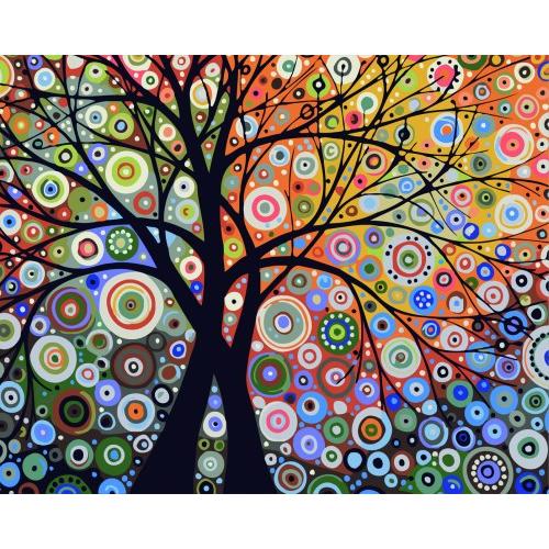 油絵塗り絵 油絵セット WS-AE207 生命の樹 DIY絵 キャンバス 大人の塗り絵 インテリア ...